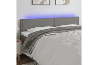 Tête de lit à LED Gris foncé 200x5x78/88 cm Tissu