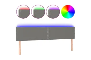 Tête de lit à LED Gris foncé 200x5x78/88 cm Tissu 2