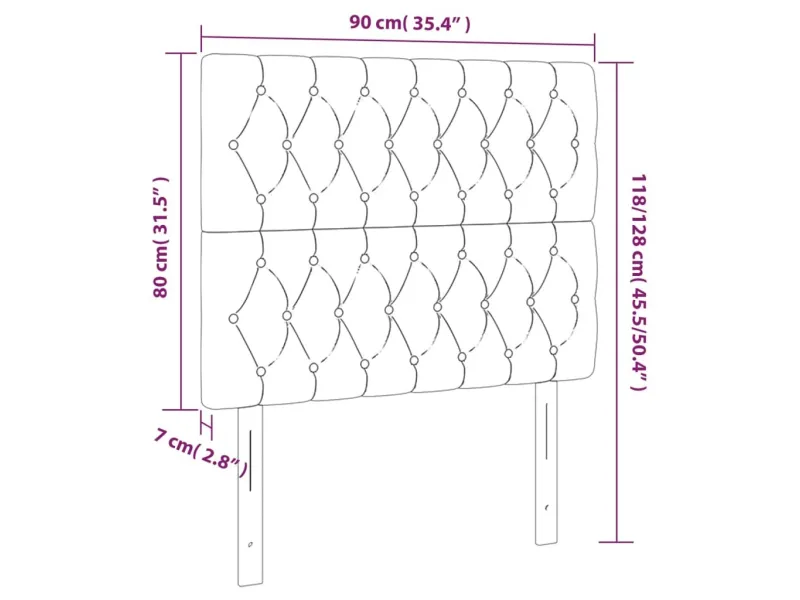 Têtes de lit 2 pcs Gris clair 90x7x78/88 cm Tissu