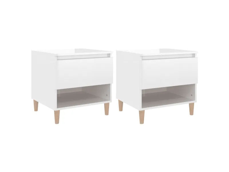 Tables de chevet 2 pcs Blanc brillant 50x46x50 cm