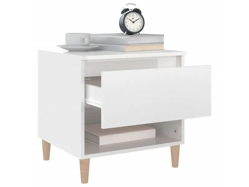 Tables de chevet 2 pcs Blanc brillant 50x46x50 cm