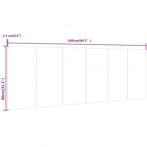 Tête de lit murale Gris béton 240x1,5x80 cm Bois d'ingénierie