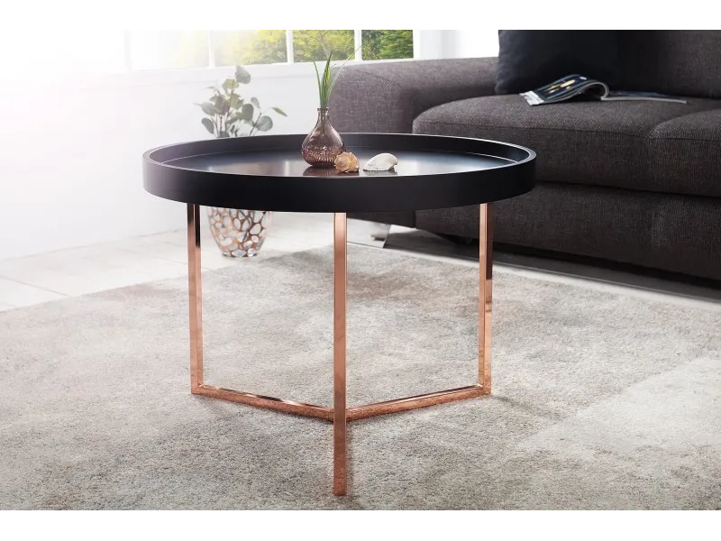 Table d'appoint noire design en bois / métal
