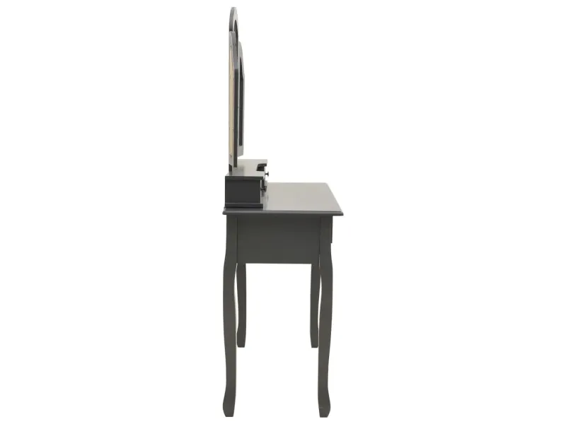 Ensemble de coiffeuse avec tabouret Gris 100x40x146cm Paulownia