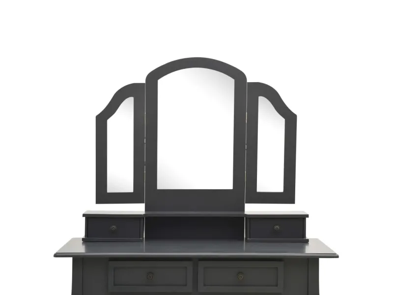 Ensemble de coiffeuse avec tabouret Gris 100x40x146cm Paulownia