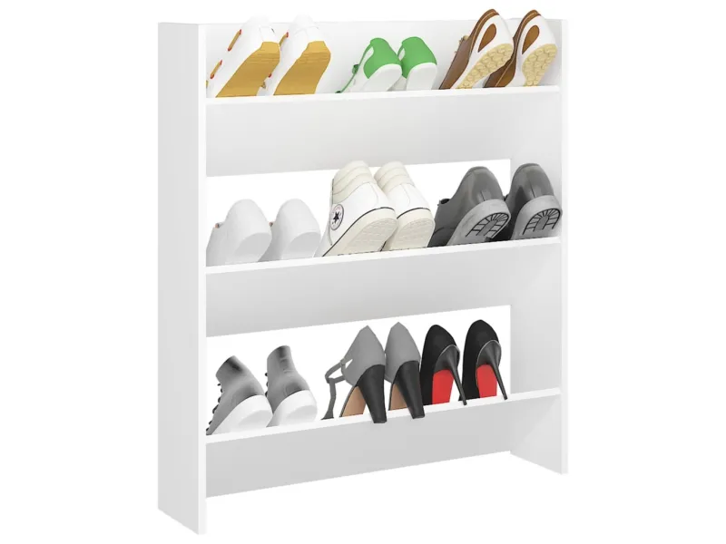 Armoire à chaussures murale Blanc 80x18x90 cm Aggloméré