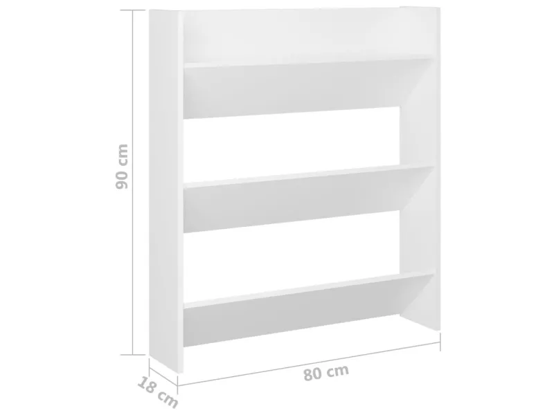 Armoire à chaussures murale Blanc 80x18x90 cm Aggloméré