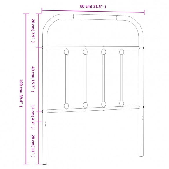Tête de lit métal blanc 75 cm