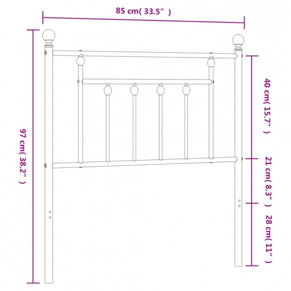 Tête de lit métal noir 80 cm