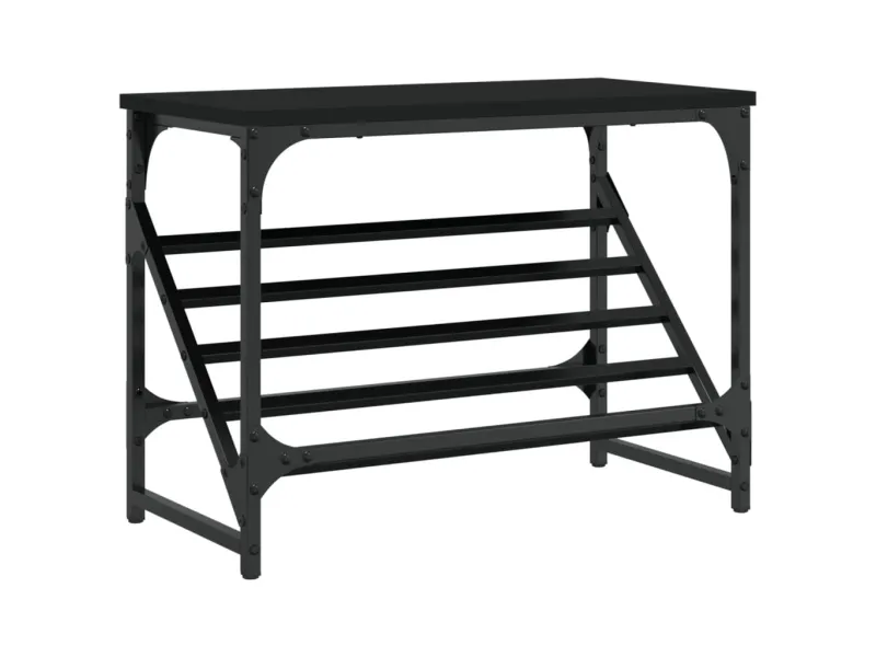 Étagère à chaussures noir 60x30x45 cm bois d'ingénierie