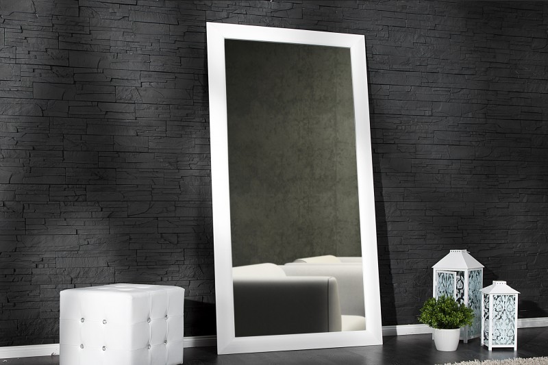 Grand miroir 180 cm mural en bois blanc