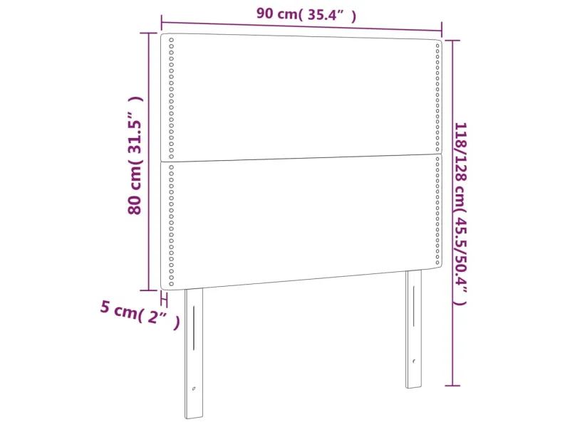 Tête de lit à LED Rose 90x5x118/128 cm Velours