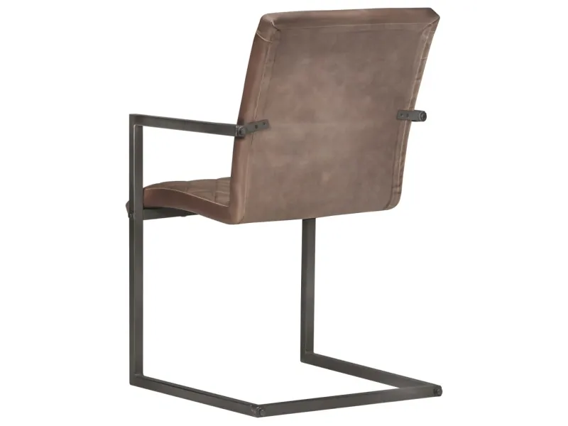 Chaises à manger cantilever lot de 2 marron cuir véritable