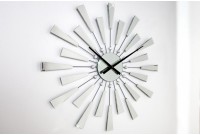 Horloge murale design en cristaux et acier argenté