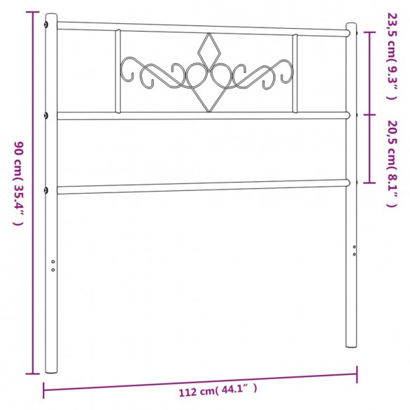Tête de lit métal noir 107 cm
