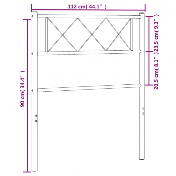 Tête de lit métal blanc 100 cm