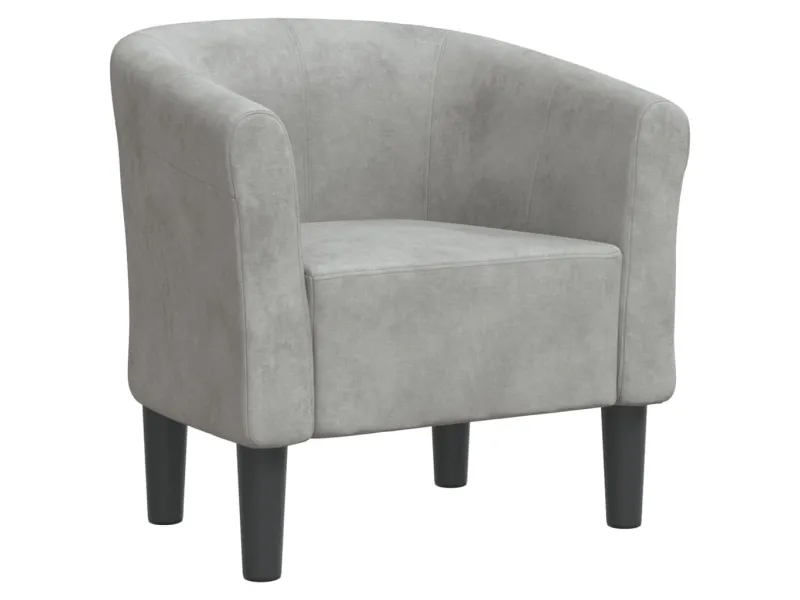 Fauteuil cabriolet gris clair velours
