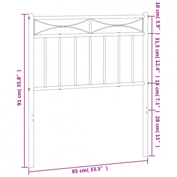 Tête de lit métal blanc 80 cm