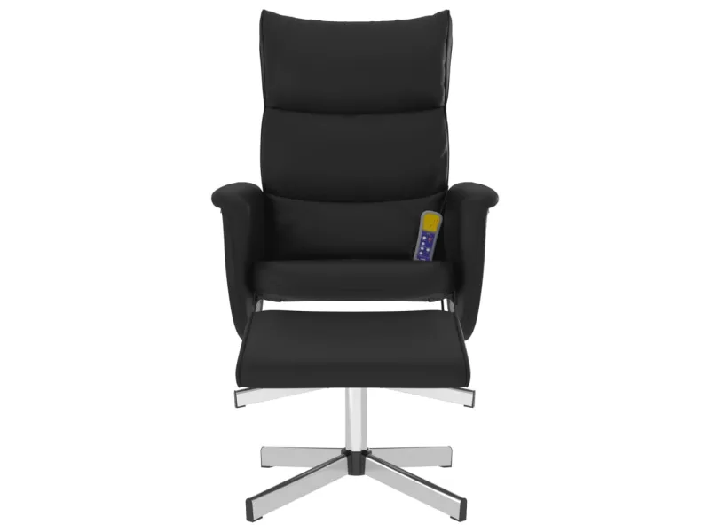 Fauteuil inclinable de massage avec repose-pied noir similicuir
