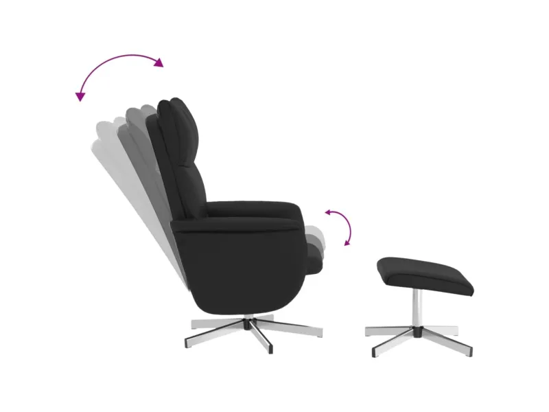 Fauteuil inclinable de massage avec repose-pied noir similicuir