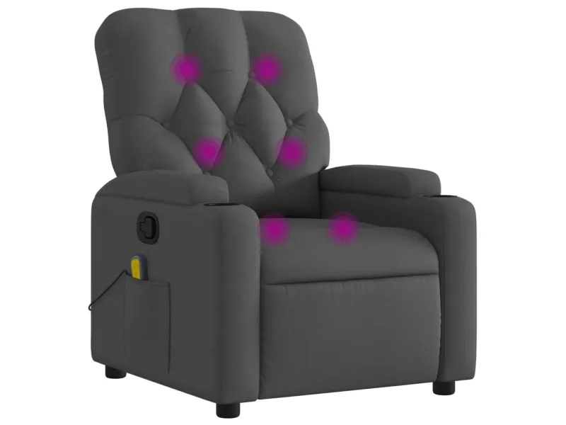 Fauteuil de massage inclinable Gris foncé Tissu
