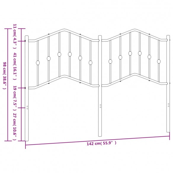 Tête de lit métal noir 135 cm