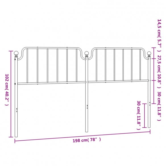 Tête de lit métal noir 193 cm