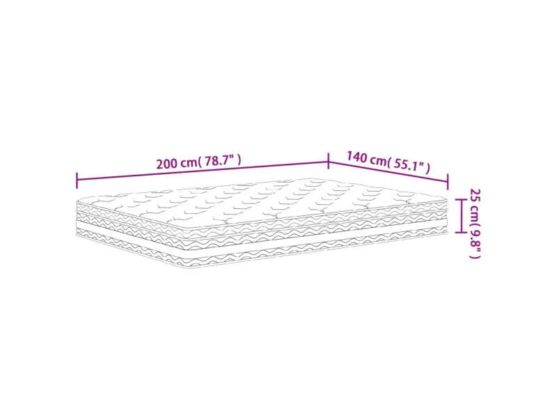 Matelas à ressorts ensachés moyen 140x200 cm