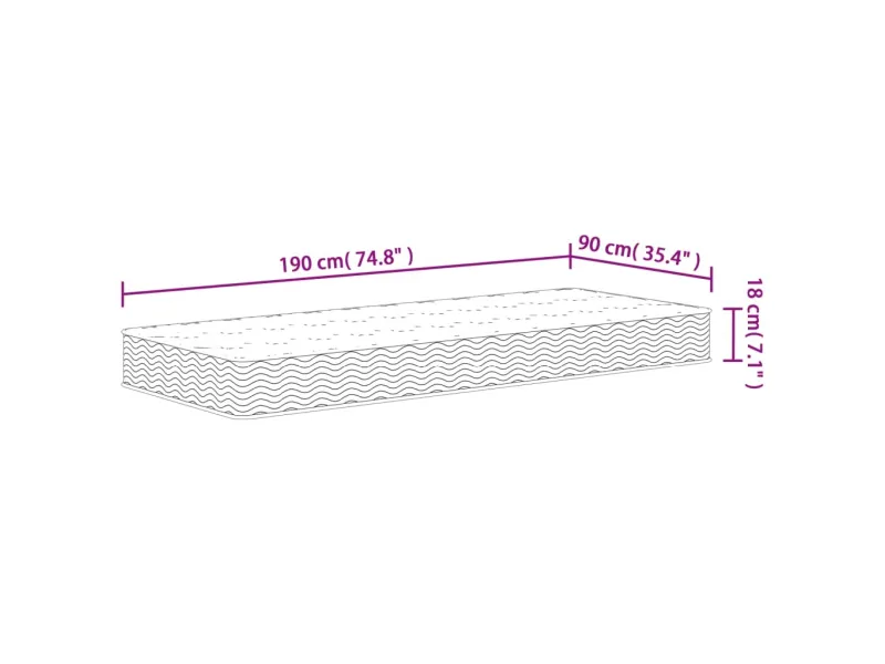 Matelas à ressorts bonnell moyen 90x190 cm