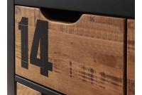 Commode à 3 tiroirs design en bois et métal noir
