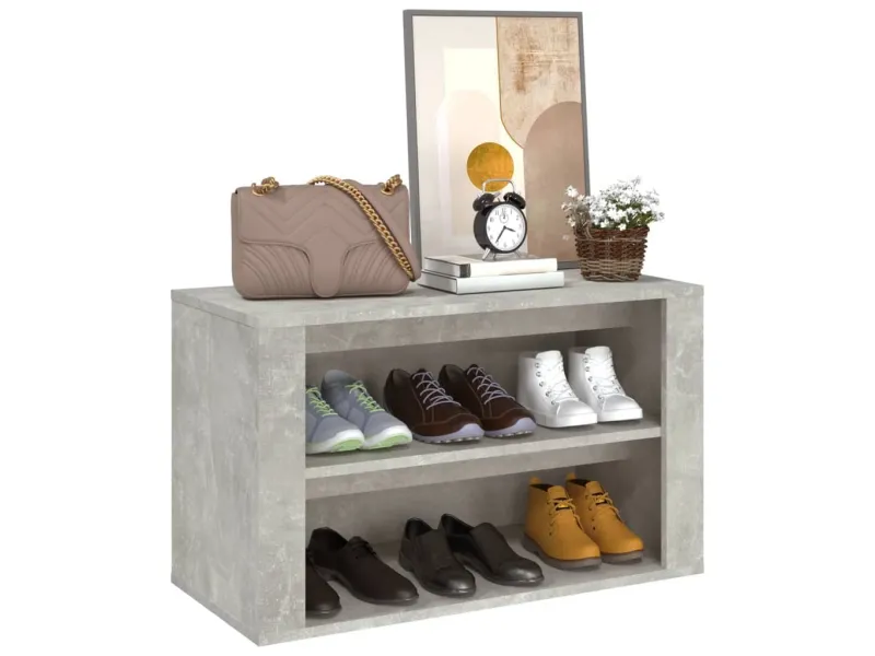 Étagère à chaussures Gris béton 75x35x45 cm Bois d'ingénierie
