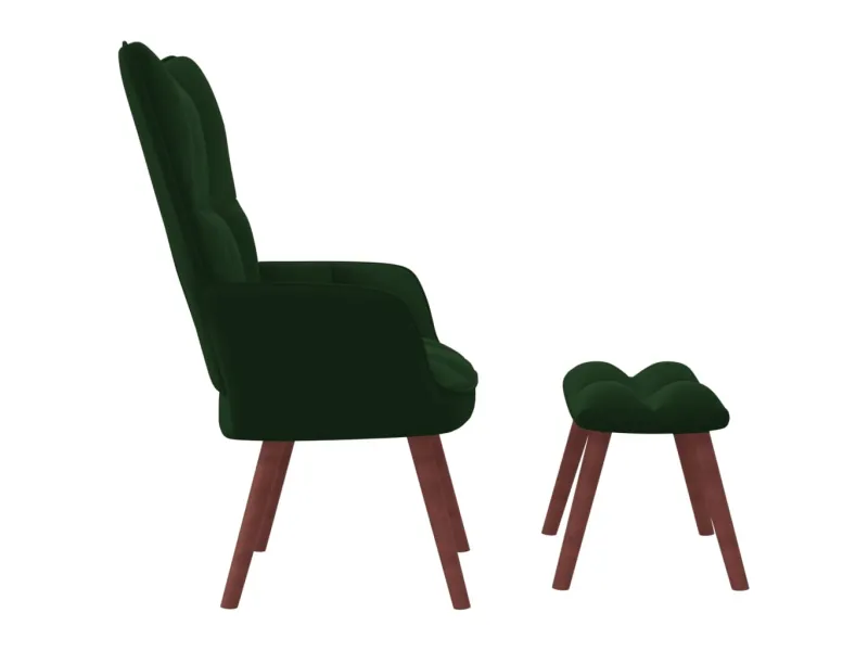 Chaise de relaxation avec repose-pied Vert foncé Velours
