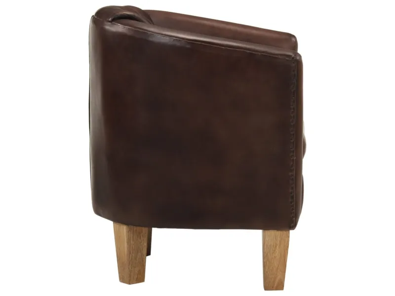 Fauteuil cabriolet marron clair cuir véritable