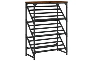 Étagère à chaussures chêne fumé 60x30x85 cm bois d'ingénierie 2