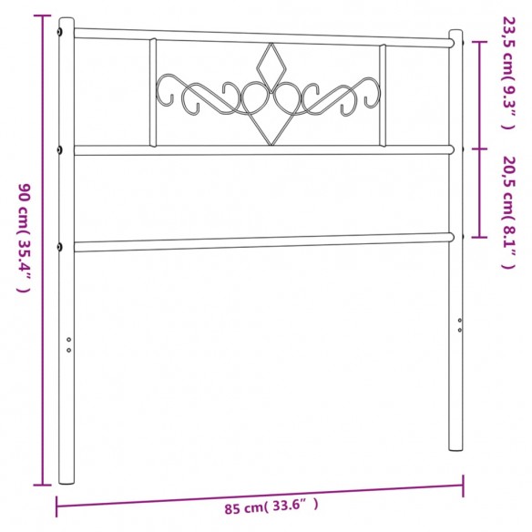 Tête de lit métal noir 80 cm