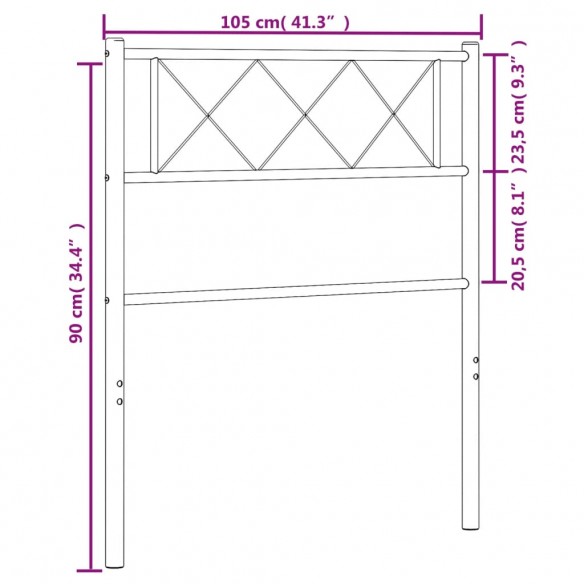 Tête de lit métal blanc 100 cm