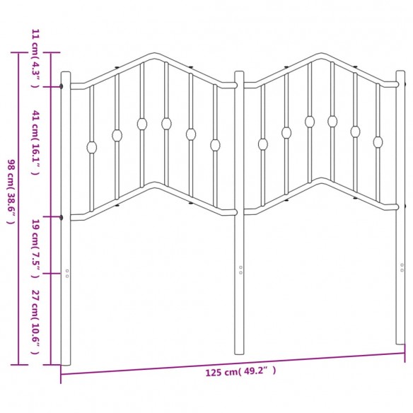 Tête de lit métal blanc 120 cm