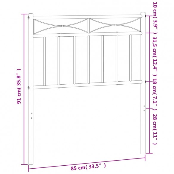 Tête de lit métal noir 80 cm