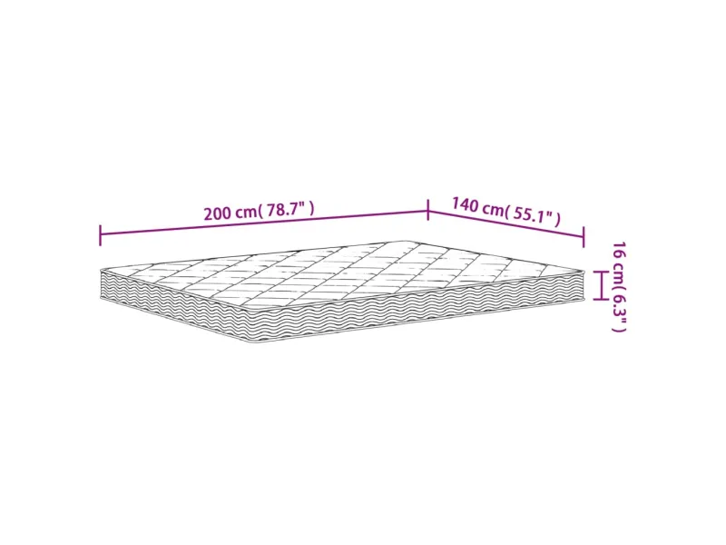 Matelas en mousse moyennement doux 140x200 cm