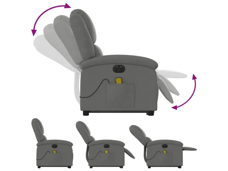 Fauteuil inclinable de massage électrique Gris foncé Tissu