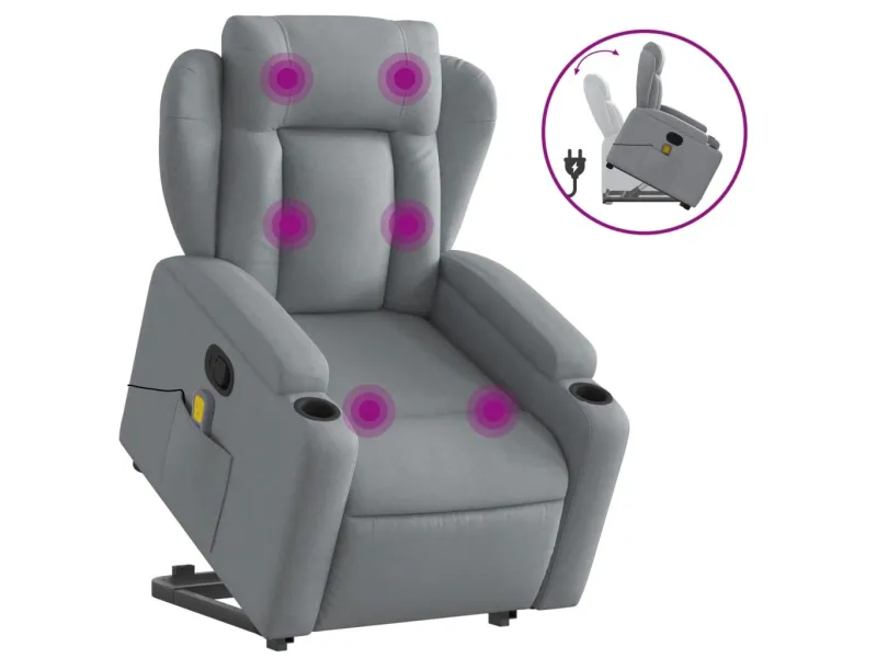 Fauteuil de massage inclinable Gris clair Tissu