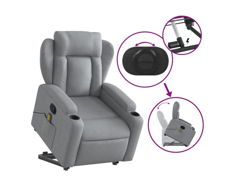 Fauteuil de massage inclinable Gris clair Tissu