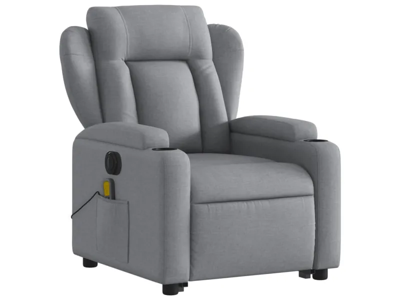 Fauteuil inclinable de massage électrique Gris clair Tissu