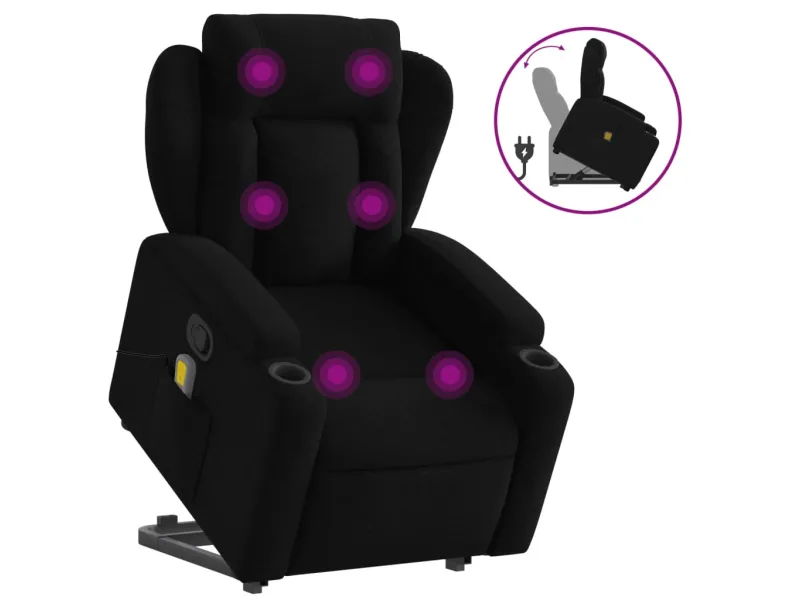 Fauteuil de massage inclinable Noir Tissu