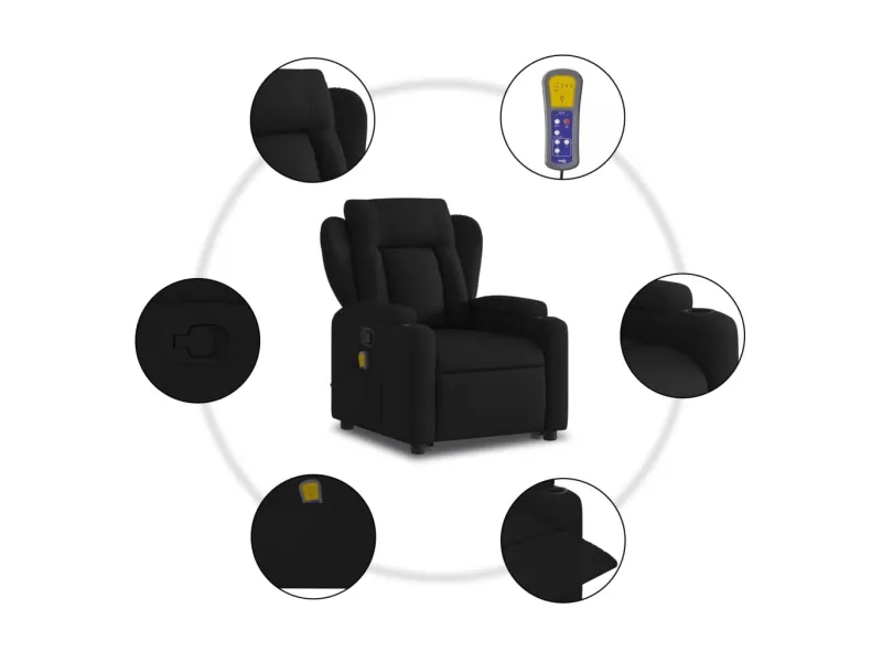 Fauteuil de massage inclinable Noir Tissu