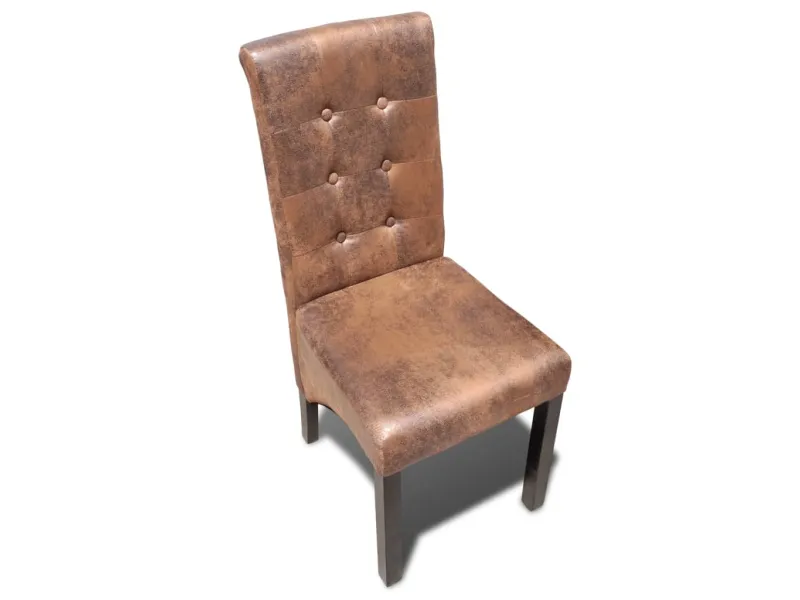 Chaises à manger lot de 2 marron similicuir