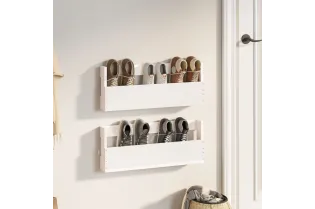 Étagères à chaussures murales 2 pcs Blanc 59x9x23 cm Pin massif