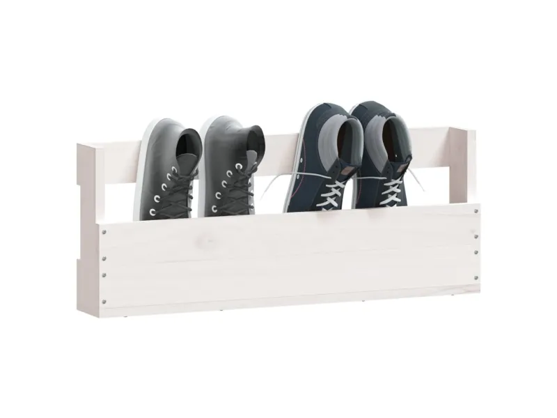 Étagères à chaussures murales 2 pcs Blanc 59x9x23 cm Pin massif