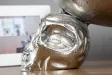 Bol de fruits design crânes en aluminium argenté