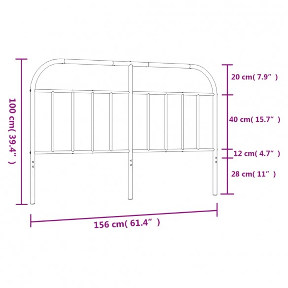 Tête de lit métal noir 150 cm